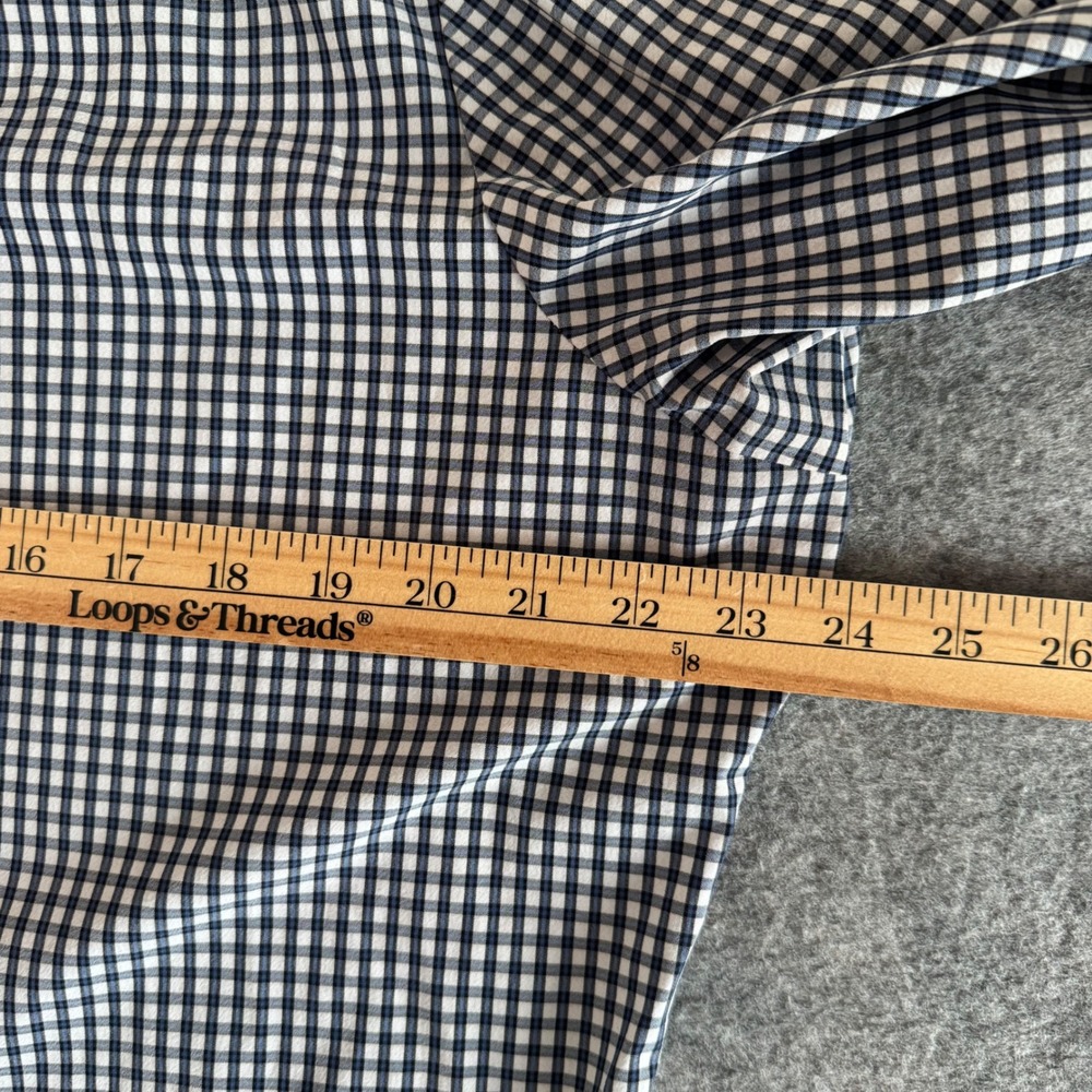 Mizzen+Main XL Trim Fit Blue White Gingham Men's Leeward Collection Dress Shirt - Picture 8 of 10